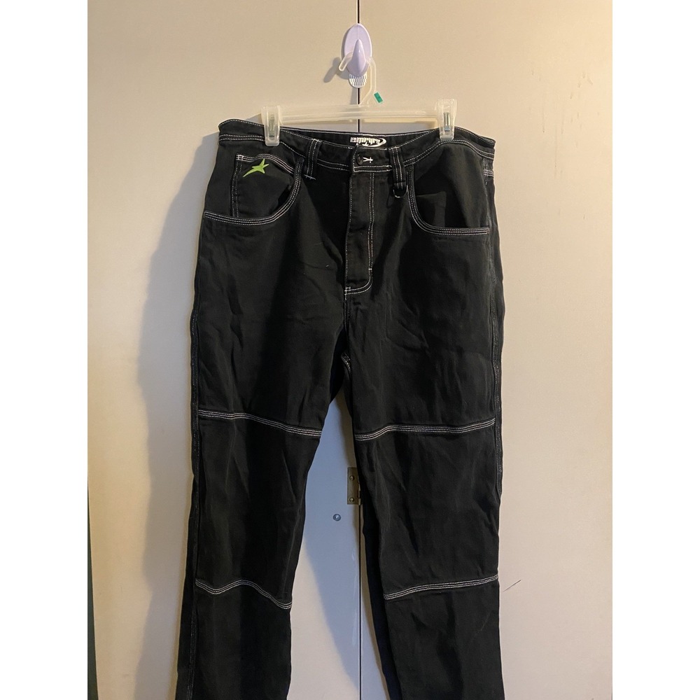 Empyre Y2K Star Black Carpenter Skate Jeans Mens Baggy Loose Fit Denim Pants 36